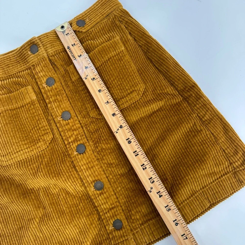 Madewell Corduroy Button Front A Line Skirt‎ Gold Mustard Size 0 AB220